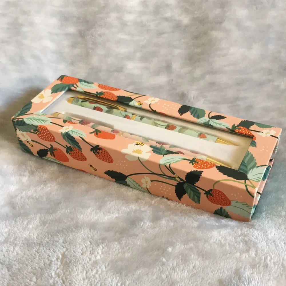 Strawberry Executive Pen Decorative Boxed Set of Two Punch Studio NWT
